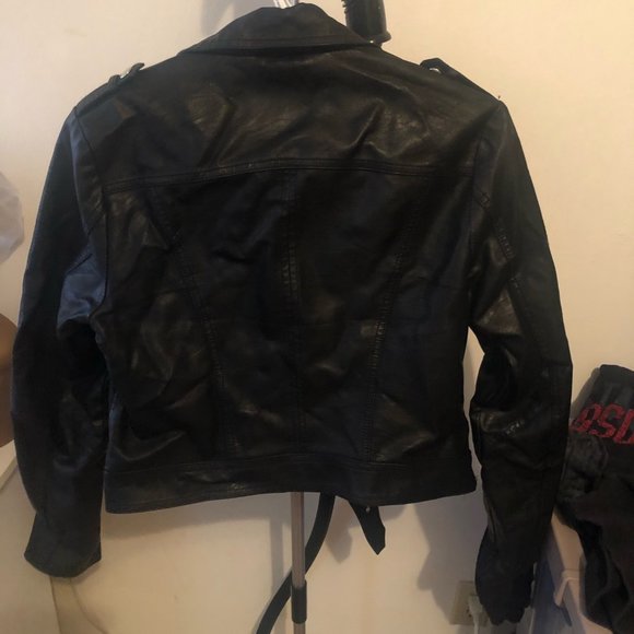 ASOS Black Biker Leather Jacket - Picture 3 of 6